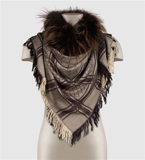 gucci shawl with fur trim|gucci shawl for women.